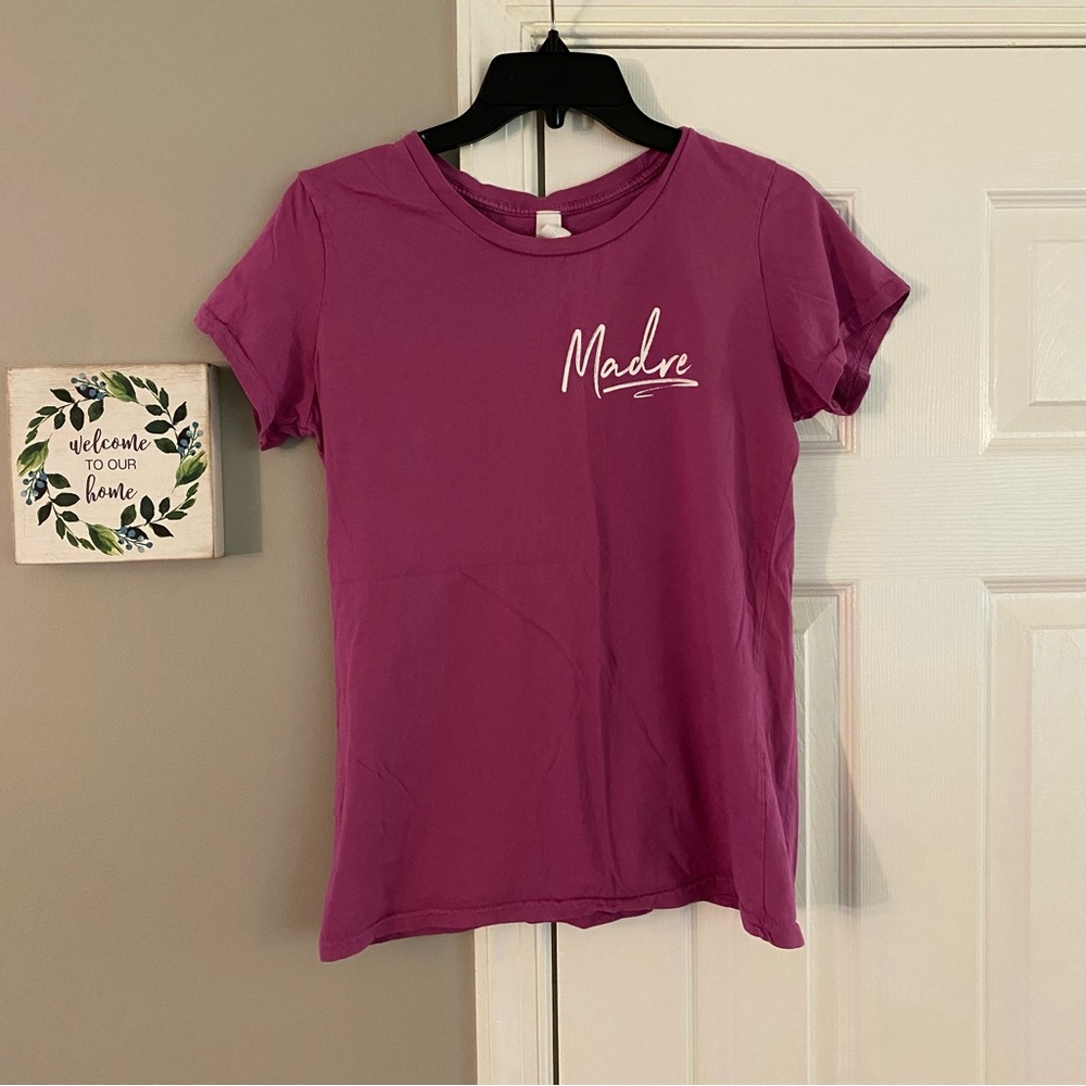 Enza Cotton Madre Short Sleeve Purple Tee Shirt Medium